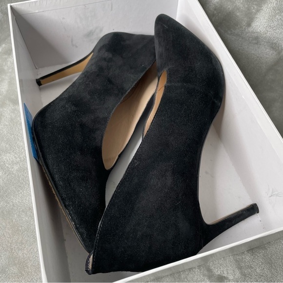 Neiman Marcus Leana Black Kid Suede Pointed Toe Pump Heels Size 9 - Picture 5 of 9